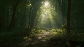 das Wald widerhallend mit das Lied von ein Nachtigall foto