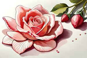 Aquarell Illustration von ein blühen Rose. ai generieren foto