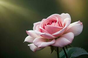 schließen oben von ein schön Blühen Rose. ai generieren foto