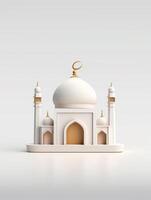 islamisch süß 3d Moschee zum Ramadan und eid Gruß Hintergrund ai generativ foto