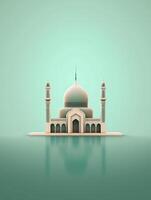 islamisch süß 3d Moschee zum Ramadan und eid Gruß Hintergrund ai generativ foto