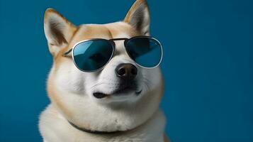 süß Akita inu Hund posieren tragen Brille ,generativ ai foto