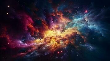 stary Nacht Kosmos ,bunt Raum Galaxis Wolke Nebel ,generativ ai foto