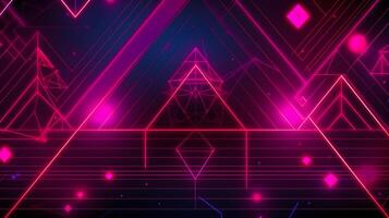 abstrakt geometrisch Neon- Rosa Hintergrund ,generativ ai foto