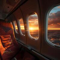 Flugzeug Zimmer Sicht, das Aussicht von das Flugzeug Fenster ,generativ ai foto