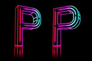 glühend bunt Neon- Alphabet. 3d Rendern Illustration foto