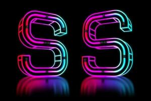 glühend bunt Neon- Alphabet. 3d Rendern Illustration foto