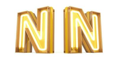 3d Alphabet mit Neon- Licht, 3D-Rendering foto