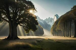 das atemberaubend Landschaft von das uralt Bäume. generativ ai. foto