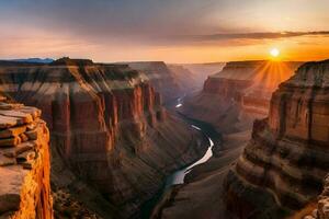 golden großartig Schlucht Fotografie mit Sonnenuntergang. generativ ai. foto