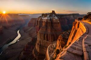 golden großartig Schlucht Fotografie mit Sonnenuntergang. generativ ai. foto