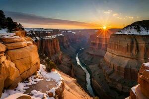 golden großartig Schlucht Fotografie mit Sonnenuntergang. generativ ai. foto