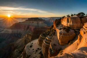 golden großartig Schlucht Fotografie mit Sonnenuntergang. generativ ai. foto