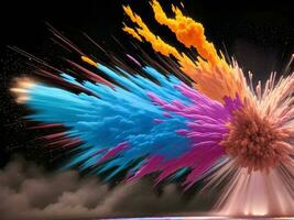 bunt Explosion mit schnelle Geschwindigkeit lebendig Farbe Pulver. generativ ai. foto