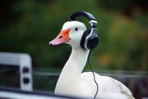 ein Gans wie ein Diskjockey erstellt mit generativ ai Technologie. foto