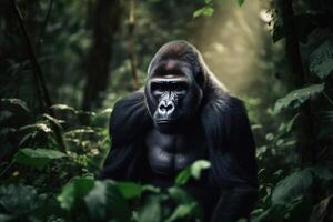 ein groß Gorilla im das Urwald erstellt mit generativ ai Technologie. foto