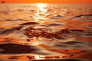 Sonne abstrakt Orange Farbtöne tanzen auf das Wasser, Erstellen atemberaubend Reflexionen ai generiert foto