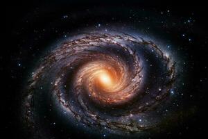 ein Teleskop enthüllt das Schönheit von ein weitläufig Spiral- Galaxis ai generiert foto