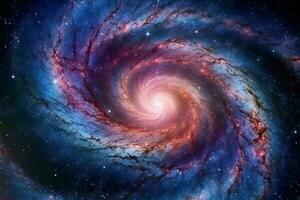 kosmisch Meisterwerk, Teleskop offenbart ein weitläufig Spiral- Galaxis ai generiert foto