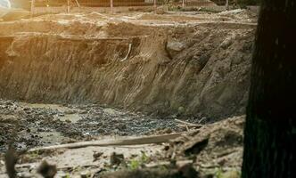 Platzierung von Füllung unter Wasser Beton foto