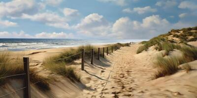 Strand und Blau Himmel Kopieren Raum Hintergrund. ai generiert foto