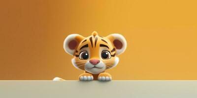 Baby Tiger süß Tier Lehm Karikatur Animation, ai generiert foto