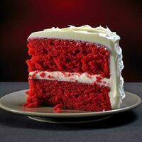 rot Samt Kuchen Torte verschwommen Hintergrund, ai generierenund foto