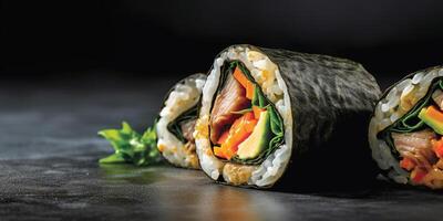 gimbap Koreanisch Essen zum Mittagessen, ai generiert foto