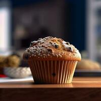 Muffin Schokolade Sahne Snack Tee Zeit. ai generiert foto