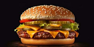 Hamburger Rindfleisch verschwommen Hintergrund, ai generierenund foto