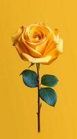 Gelb Rose Blume Kopieren Raum verschwommen Hintergrund. ai generiert foto