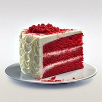 rot Samt Kuchen Torte verschwommen Hintergrund, ai generierenund foto