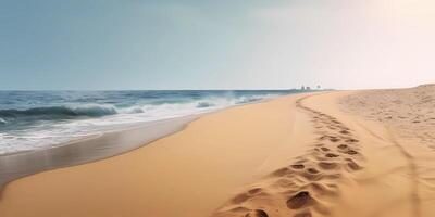 natürlich Landschaft von Weiß Sand Strand und Blau Himmel, ai generiert foto