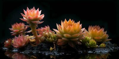 Kaktus Pflanze saftig verschwommen Foto, Kopieren Raum Hintergrund, ai generiert foto