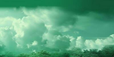 Wolke Grün Himmel Kopieren Raum verschwommen Hintergrund, ai generiert foto