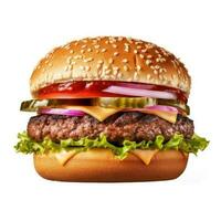 frisch lecker Burger isoliert auf Weiß Hintergrund. generativ ai foto