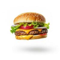 frisch lecker Burger isoliert auf Weiß Hintergrund. generativ ai foto
