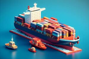 Ladung Schiff Transport und logistisch importieren Export. generativ ai foto