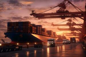 Transport und logistisch importieren Export. generativ ai foto