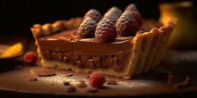 Schokolade Marmelade Kuchen Torte verschwommen Hintergrund, ai generierenund foto