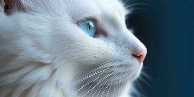 Weiß Katze Nahansicht Foto Hintergrund Hintergrund. ai generiert
