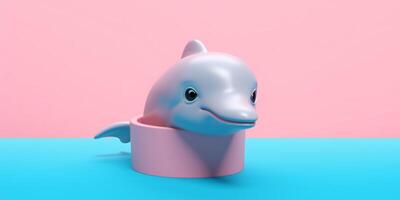 Baby Delfin süß Tier Lehm Karikatur Animation, ai generiert foto