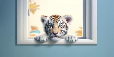 Baby Tiger süß Tier Lehm Karikatur Animation, ai generiert foto