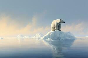 generativ ai Illustration von einsam Weiß Bär auf Eisberg foto