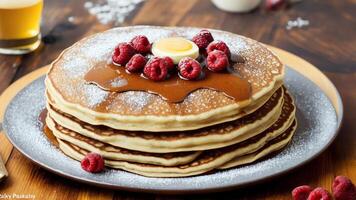 Stapel zum ein Ursache ein Pfannkuchen Geldbeschaffer zum ein köstlich Ursache. ai generiert. foto