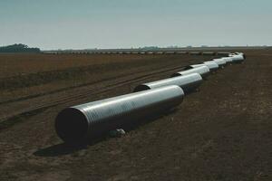 Gas Pipeline Konstruktion, la Pampa Provinz , Patagonien, Argentinien. foto