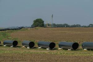 Gas Pipeline Konstruktion, la Pampa Provinz , Patagonien, Argentinien. foto