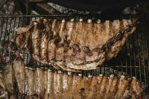 Schwein Rippen Grill , Patagonien, Argentinien foto