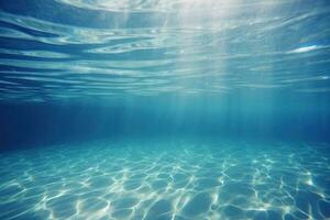 Blau und Oberfläche unter Wasser Hintergrund. ai generiert foto