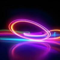 abstrakt Blau Hintergrund mit glühend Linien. bunt Neon- Licht Spektrum Schleife ultraviolett Quantum Licht. foto
